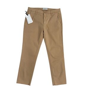 NEW Gaelle PARIS Women Tan Chino Pants Cropped Raw Hem Womens Size 32
